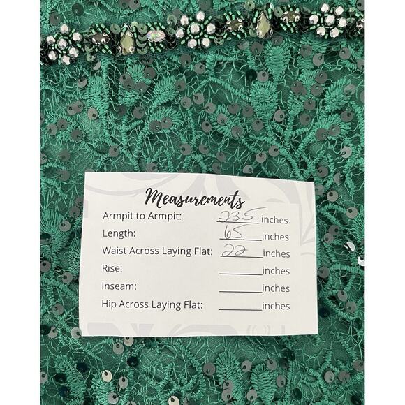 Mac Duggal #68016 Emerald Green Beaded Embroidery Illusion Sleeve Dress Size 22 - Picture 7 of 8